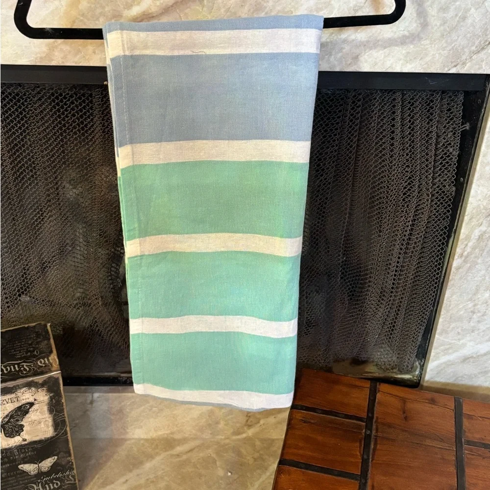 😉 Turkish 100% Organic Cotton Striped Blue and Green Multipurpose Towel